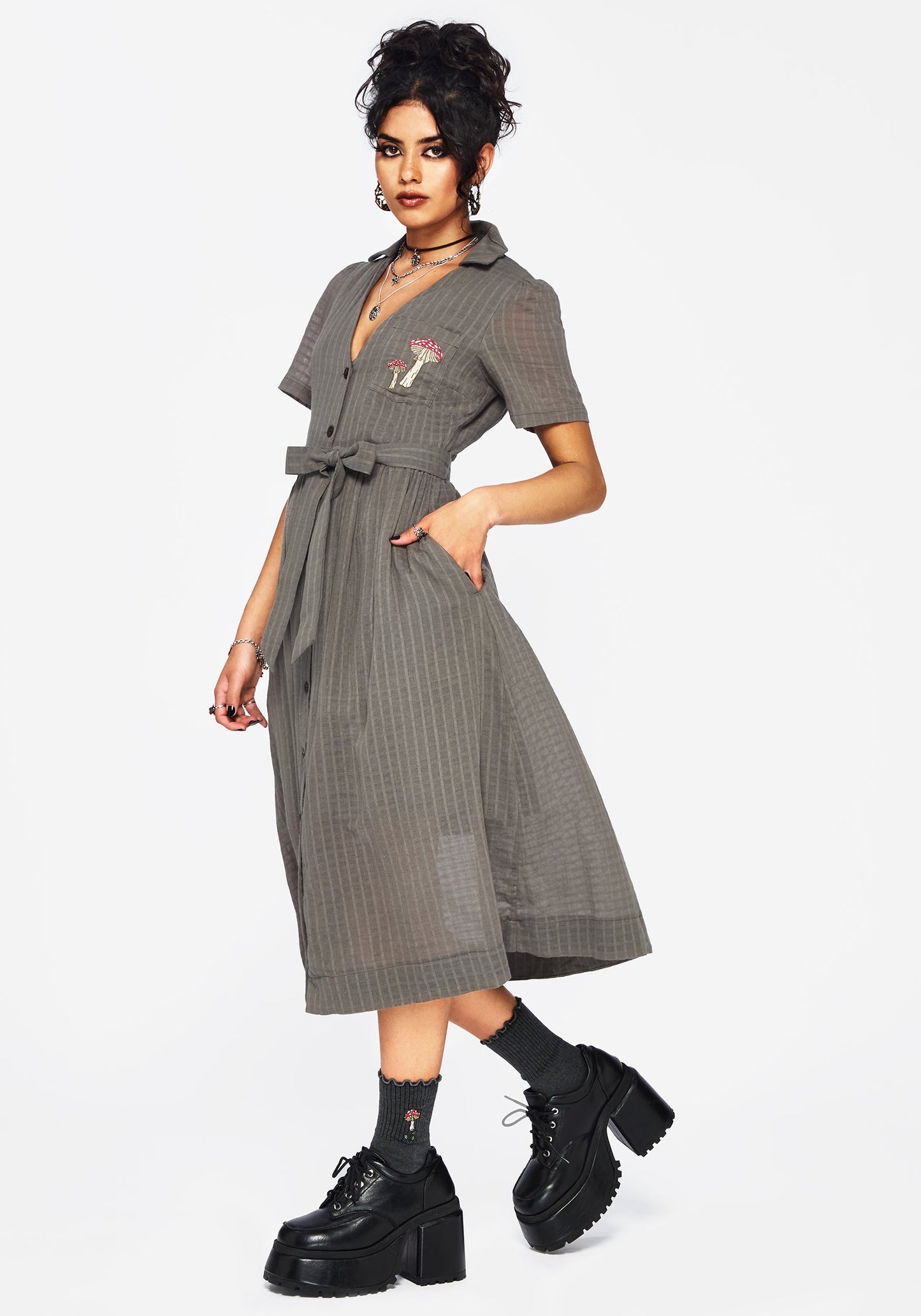 Morchella Embroidered Mushroom Socks