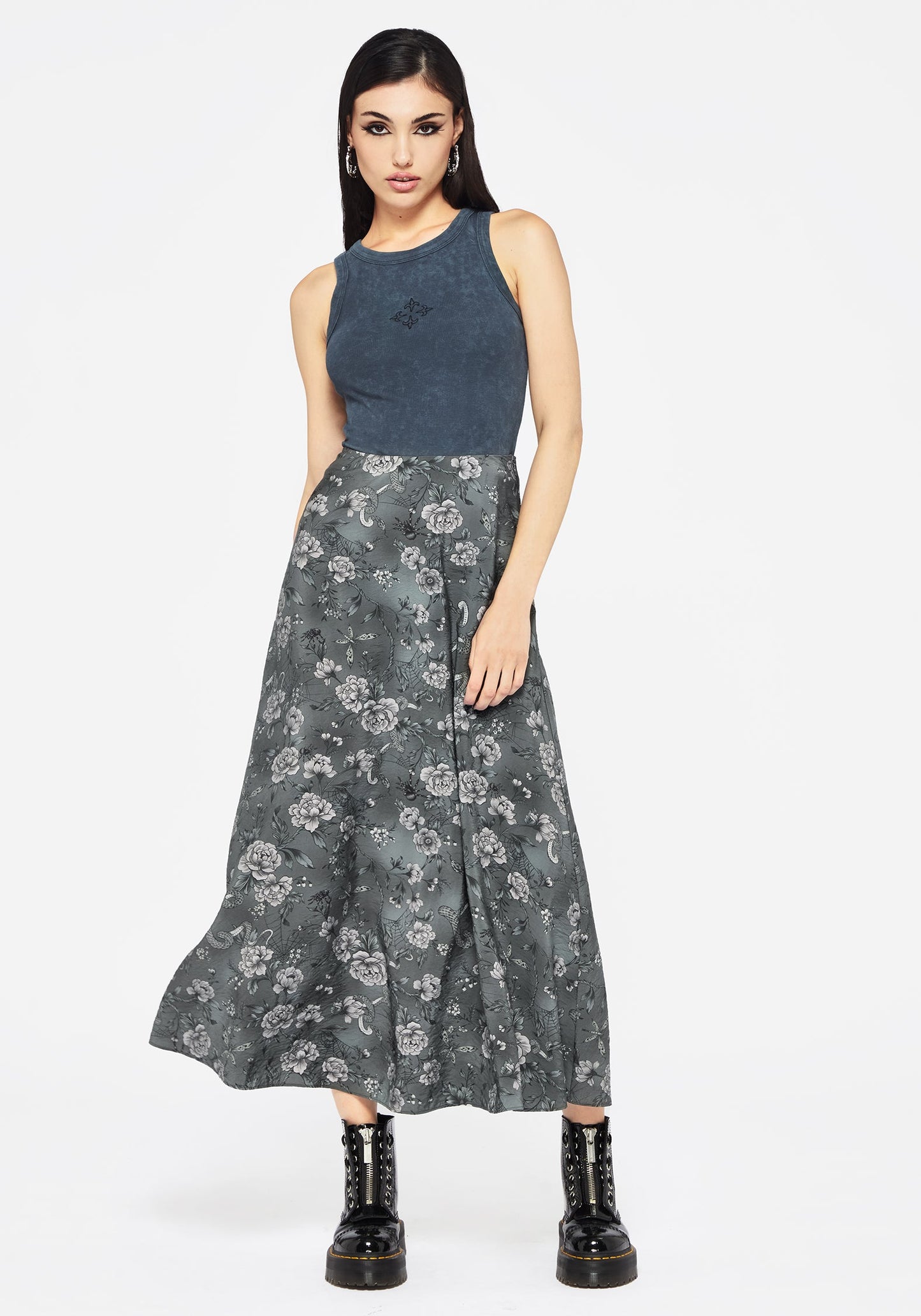 Meadow Floral Serpent Print Midaxi Skirt