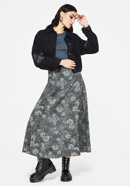Meadow Floral Serpent Print Midaxi Skirt
