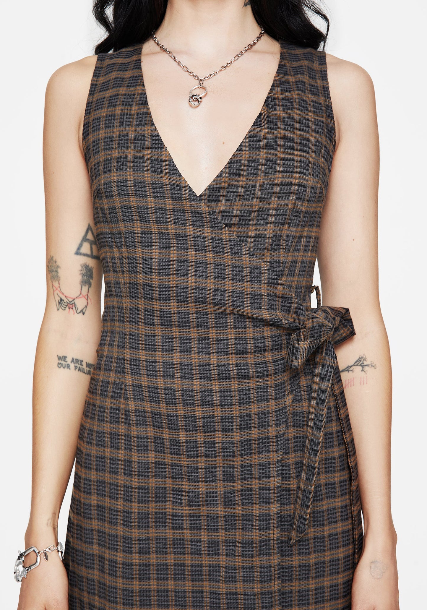 Allure Check Sleeveless Midaxi Wrap Dress