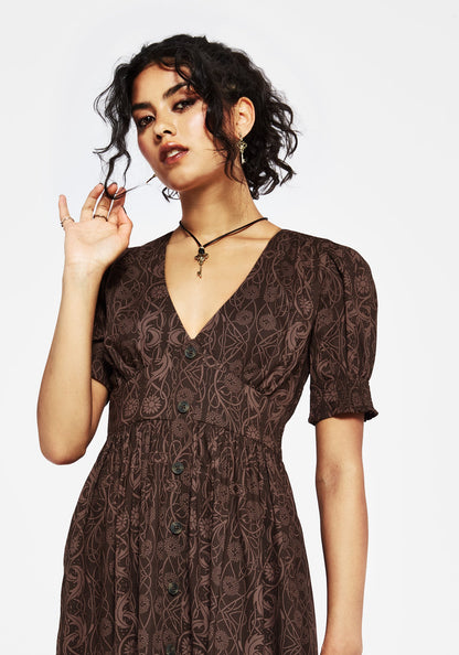 Fianna Midi Dress - Brown