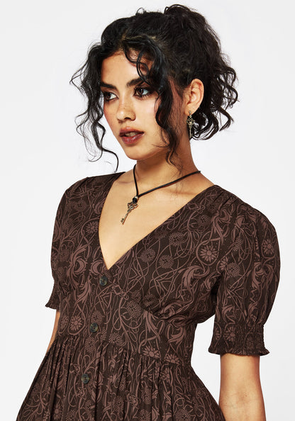 Fianna Midi Dress - Brown