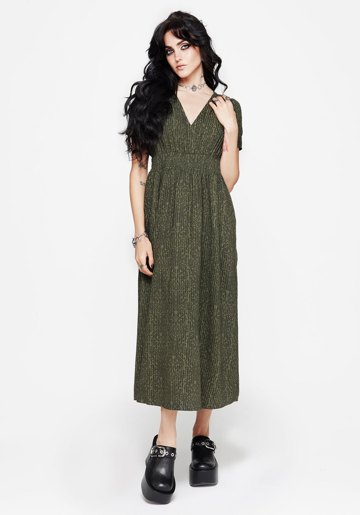 Francesca Dragon Printed Wrap Over Midaxi Dress