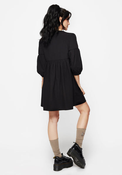 Marigold Cotton Button Up Smock Mini Dress