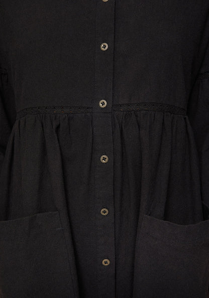 Marigold Cotton Button Up Smock Mini Dress