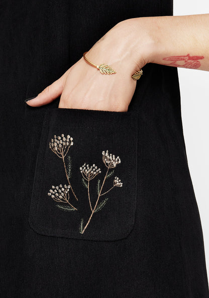 Griffinfly Embroidered Pocket Cord Mini Dress