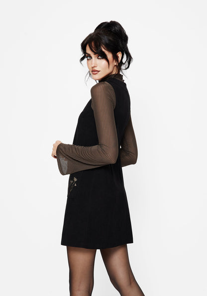 Griffinfly Embroidered Pocket Cord Mini Dress