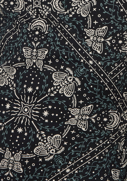 Poem Moth Print Wrap Midi Dress