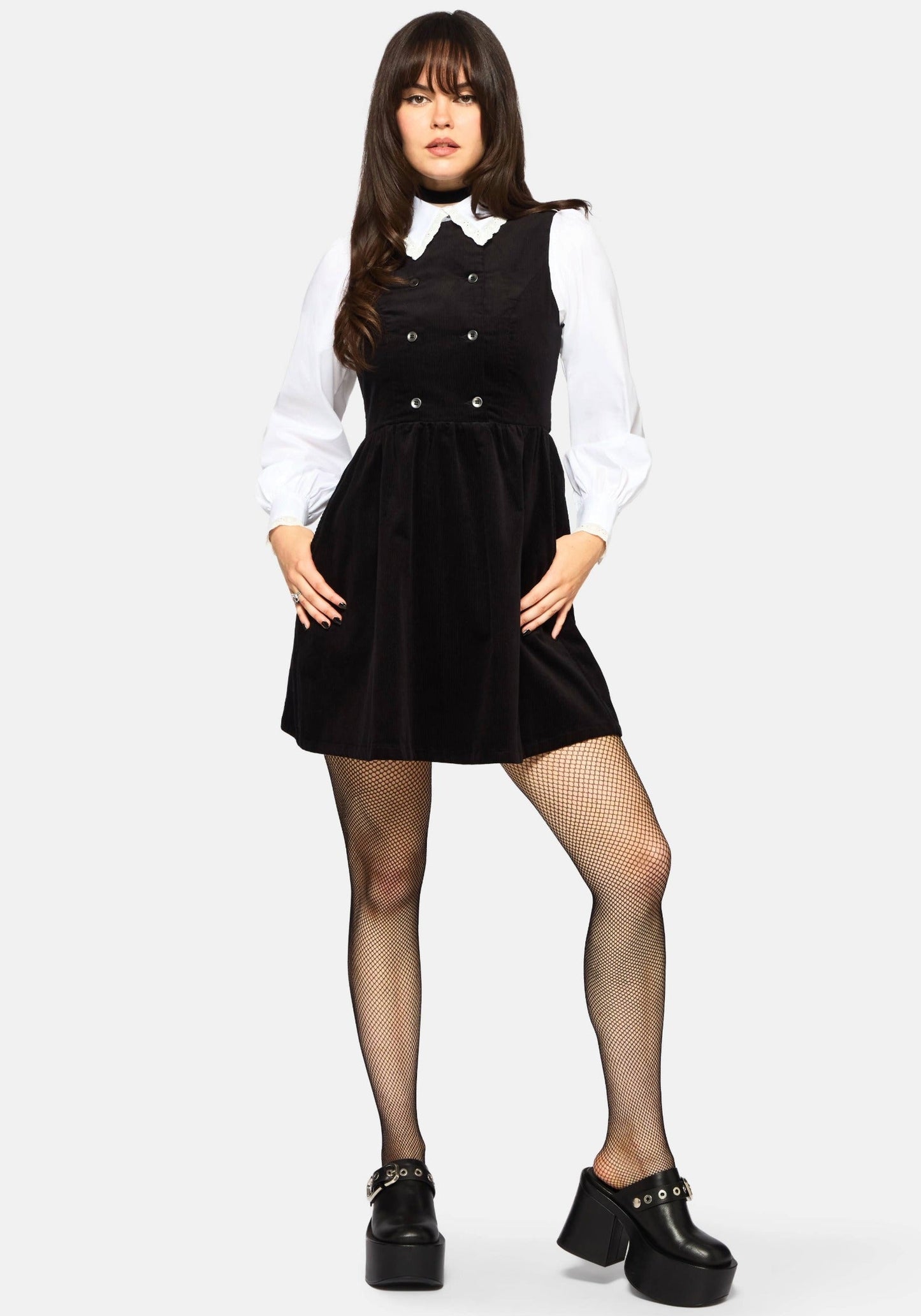 Mournia Cord Button Up Mini Dress