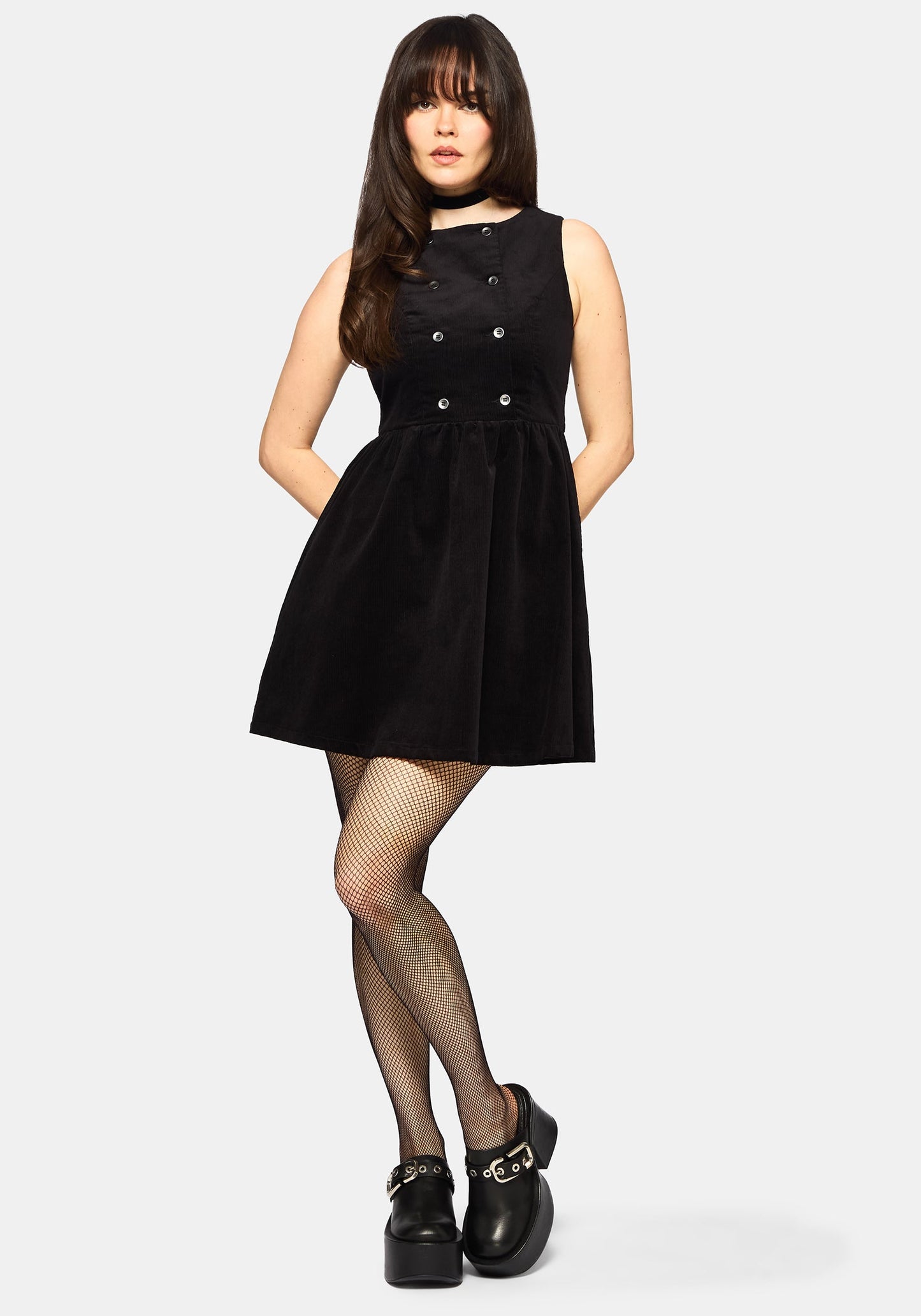 Mournia Cord Button Up Mini Dress