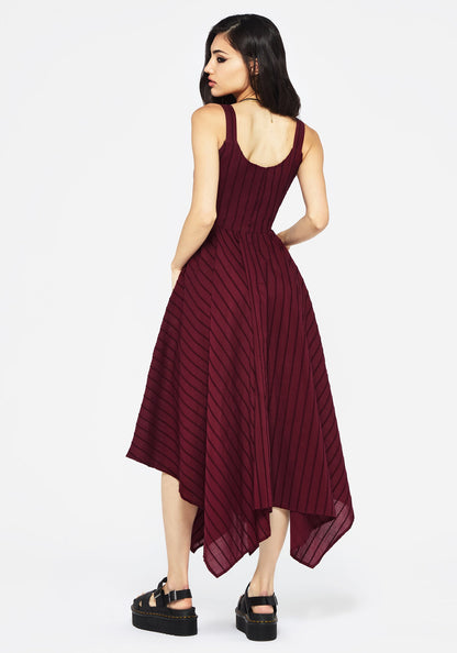 Blythe Cotton Handkerchief Hem Midaxi Dress - Burgundy