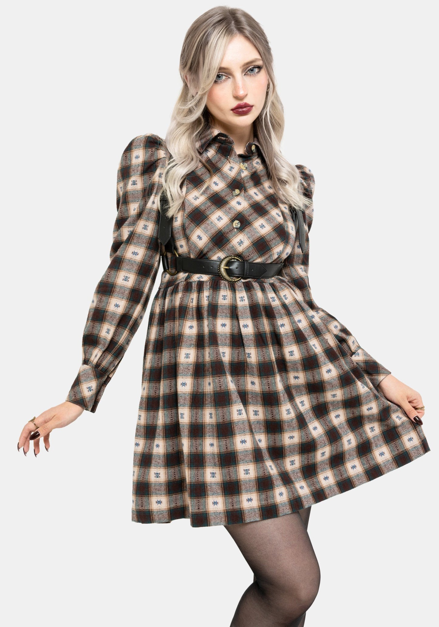 Emily Cotton Check Mini Shirt Dress
