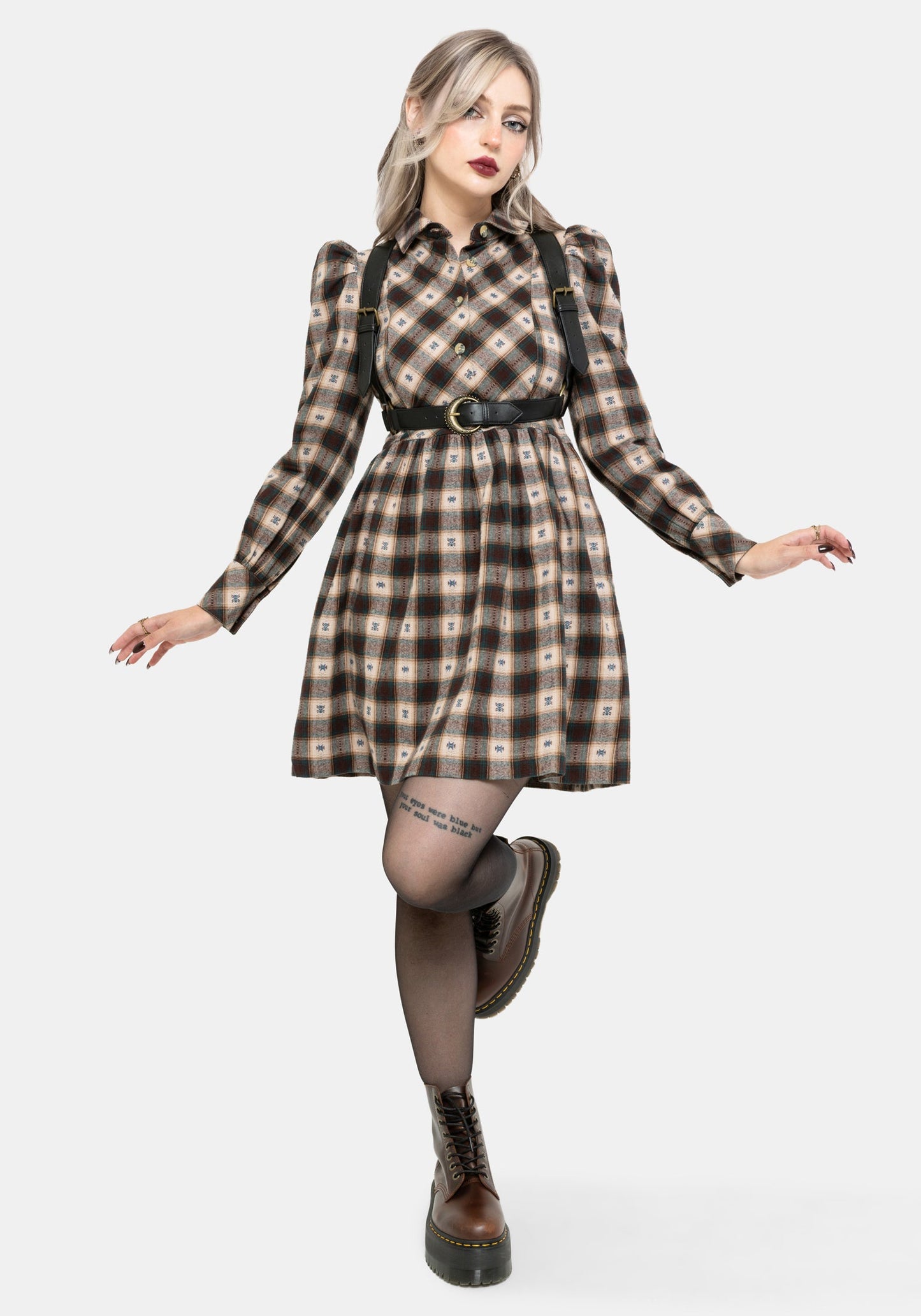 Emily Cotton Check Mini Shirt Dress
