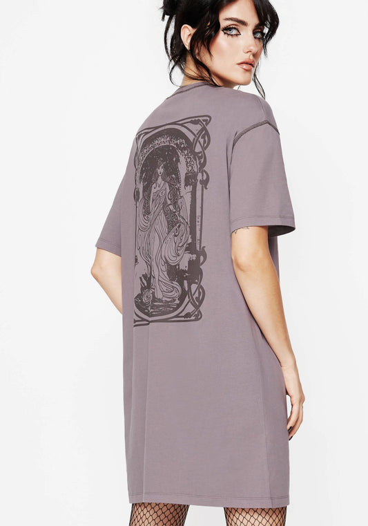 Saria Cotton Goddess Printed Jersey Tee Dress
