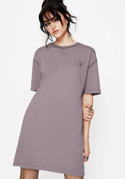 Saria Cotton Goddess Printed Jersey Tee Dress