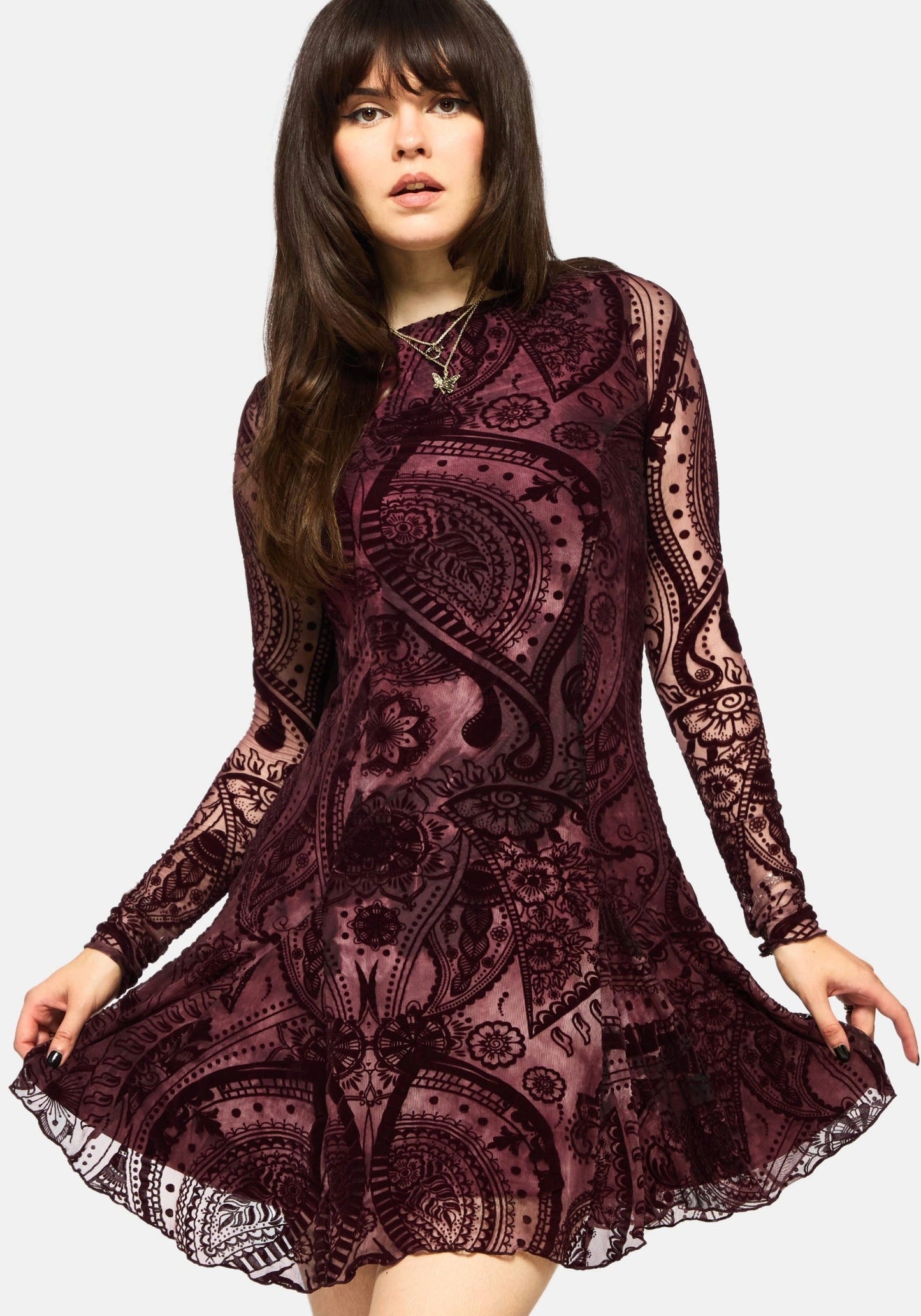Loveday Paisley Printed Godet Mini Dress