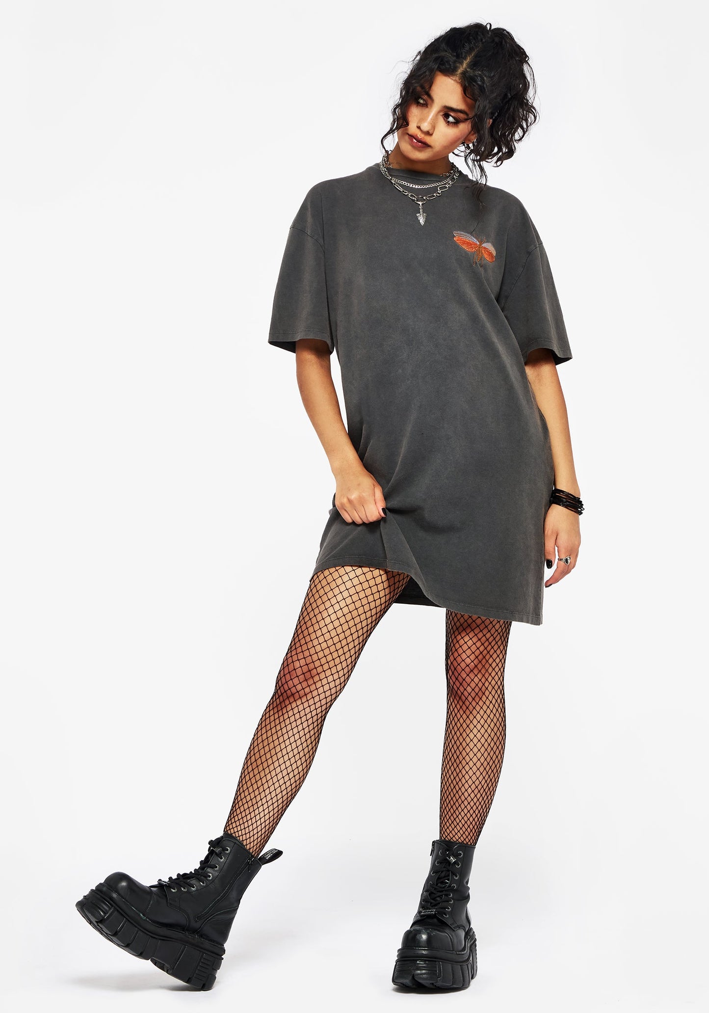 Griffinfly Cotton Embroidered Jersey Mini Tee Dress