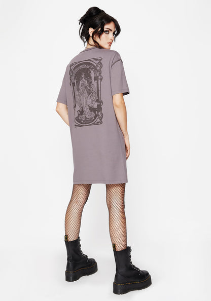 Saria Cotton Goddess Printed Jersey Tee Dress