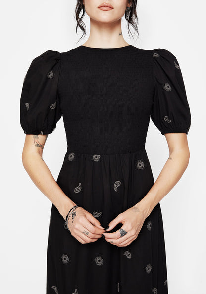 Dawn Sun Embroidered Tiered Maxi Dress