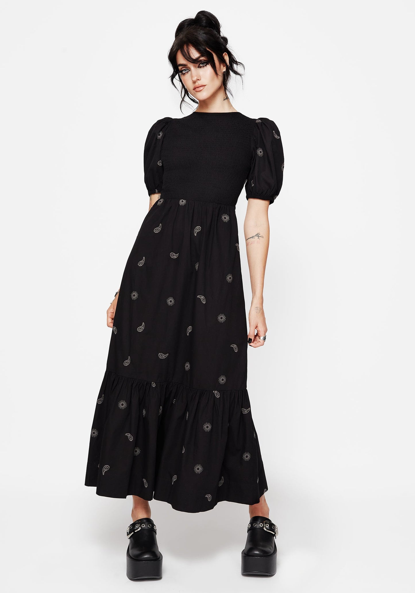 Dawn Sun Embroidered Tiered Maxi Dress