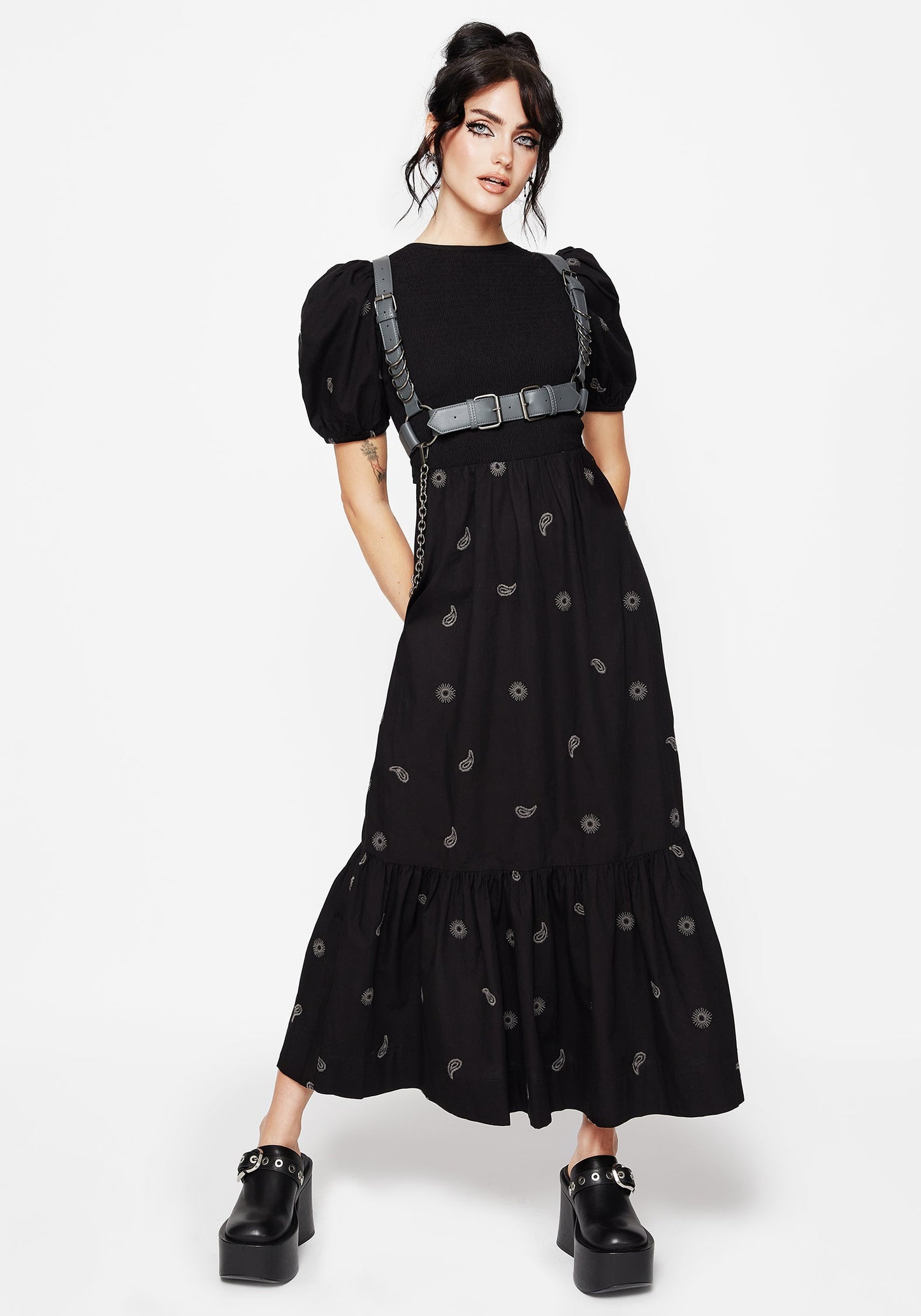 Dawn Sun Embroidered Tiered Maxi Dress