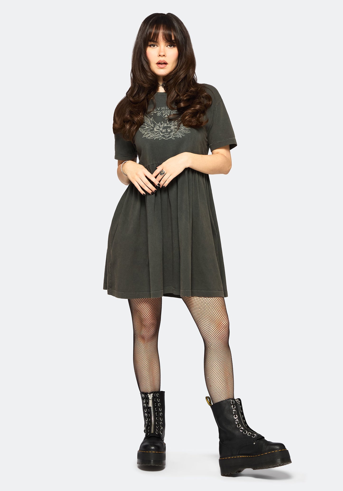Illvminatio Bleach Graphic Cotton Mini Skater Dress