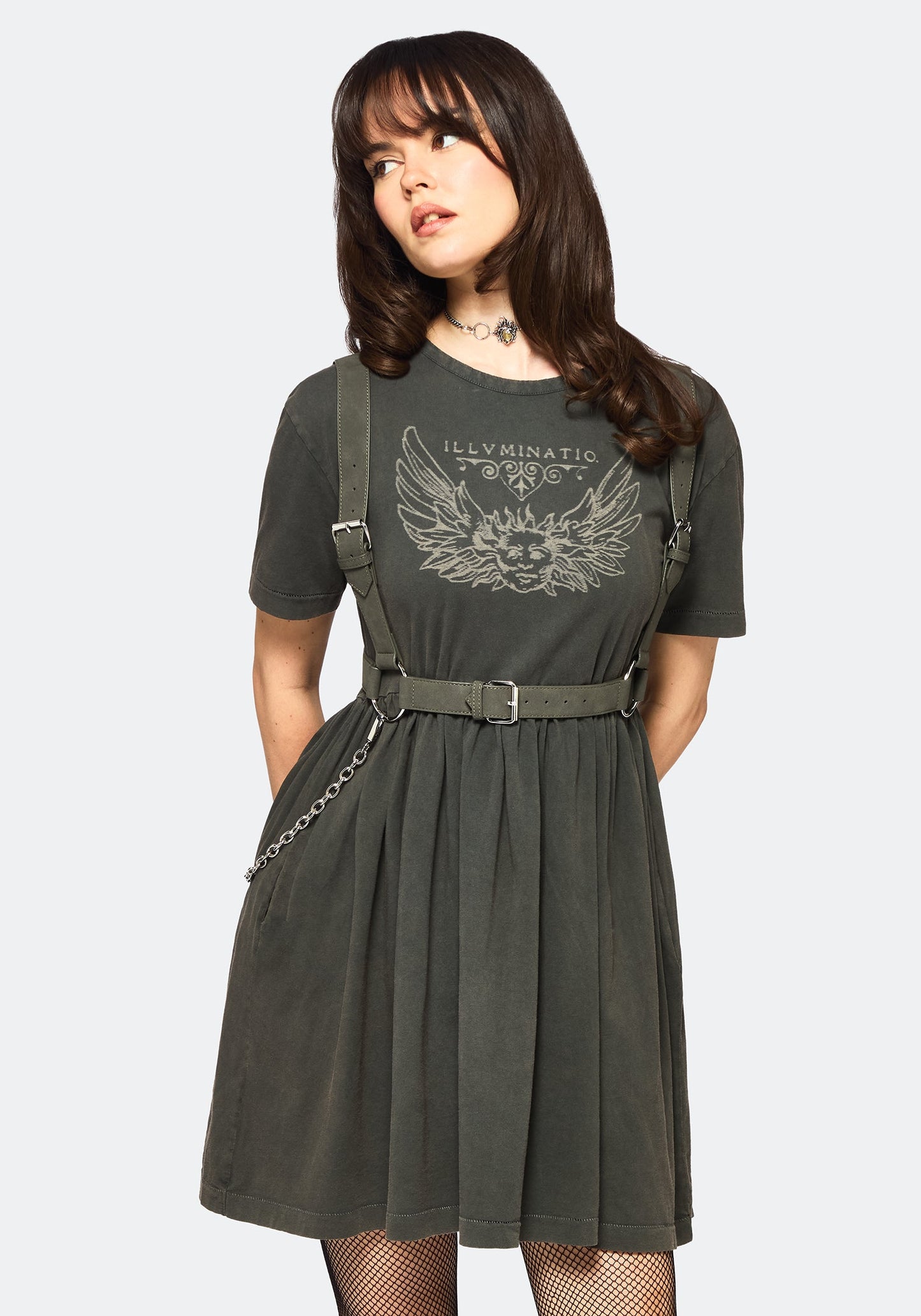 Illvminatio Bleach Graphic Cotton Mini Skater Dress