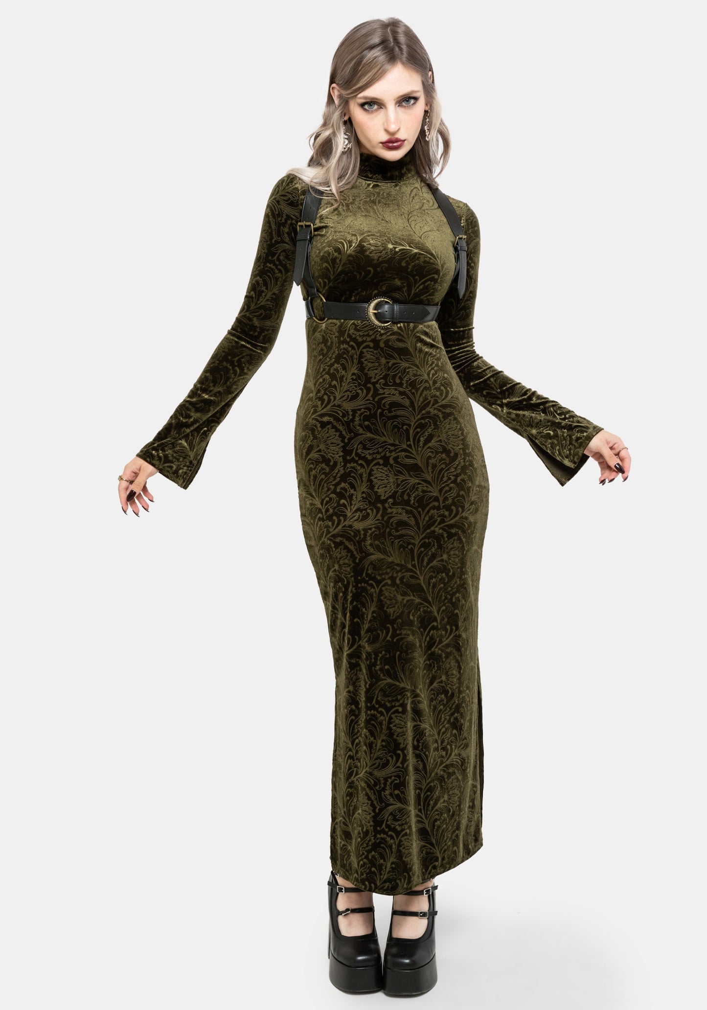 Thornshade Debossed Velour Maxi Dress