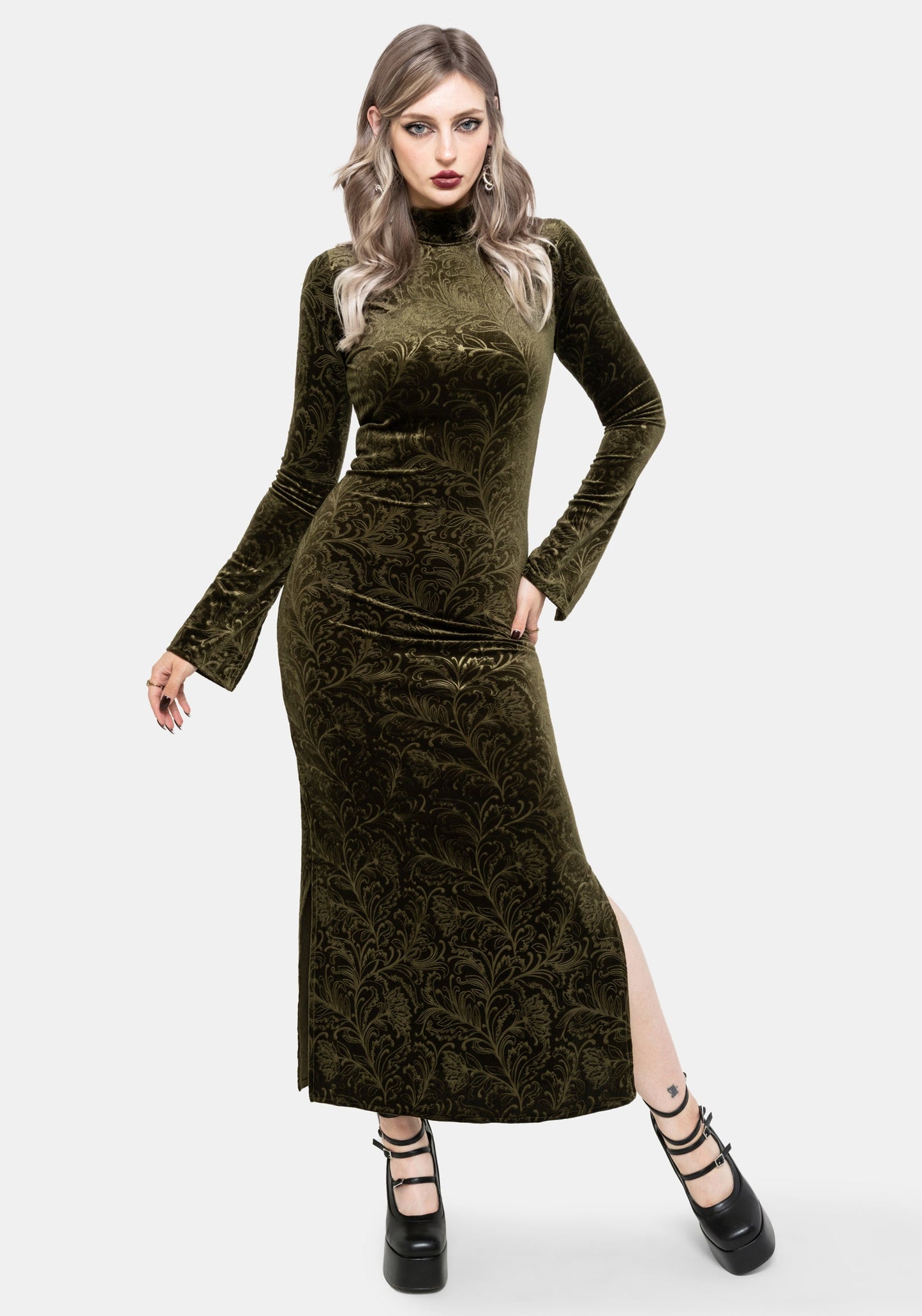 Thornshade Debossed Velour Maxi Dress