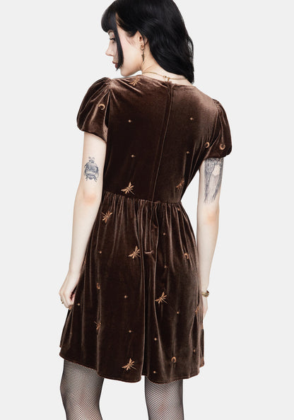 Seraphine Dragonfly Embroidered Velour Mini Dress