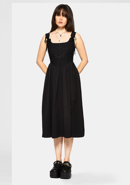 Cybele Embroidered Front Corset Bodice Midi Dress