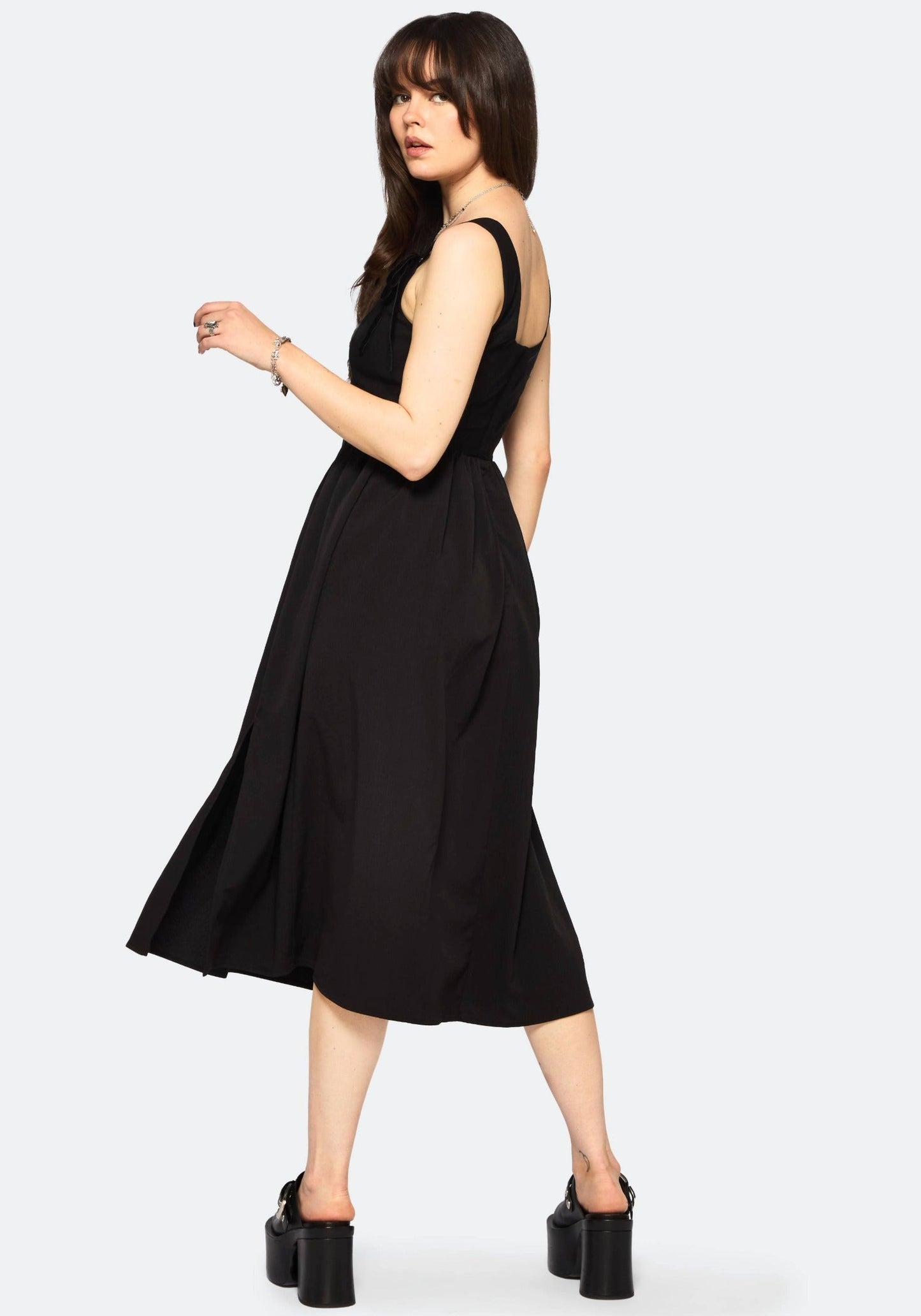 Cybele Embroidered Front Corset Bodice Midi Dress