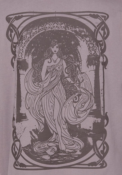 Saria Cotton Goddess Printed Jersey Tee Dress