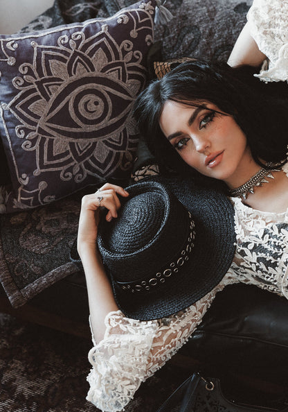 Iris Rope Embroidery Throw Cushion