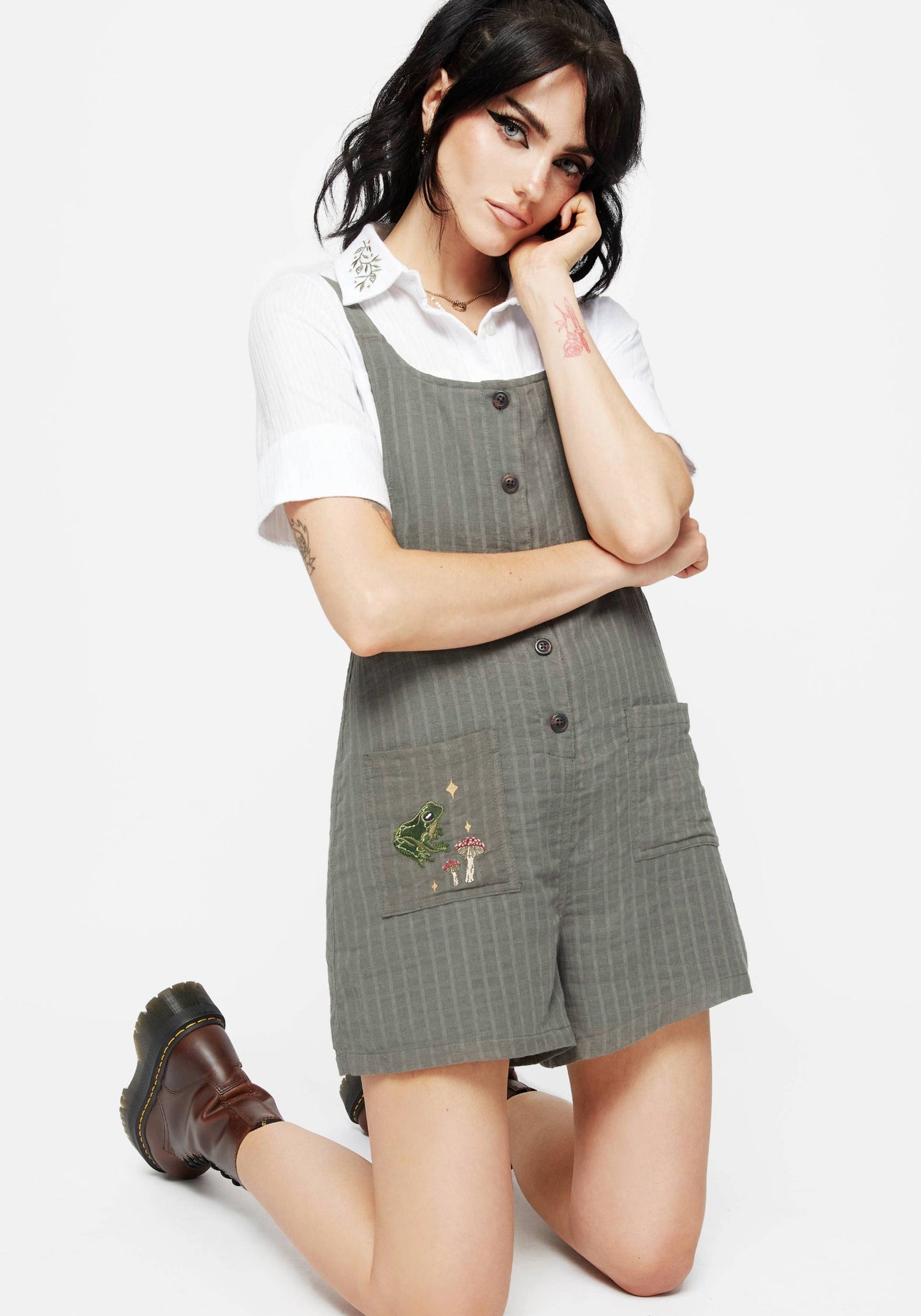 Koax Cotton Embroidered Cami Playsuit