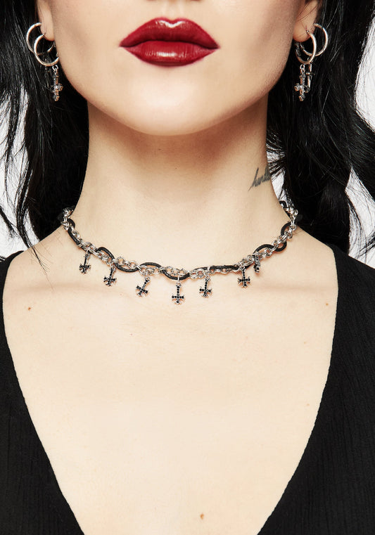 Catkin Cord Weave Cross Choker