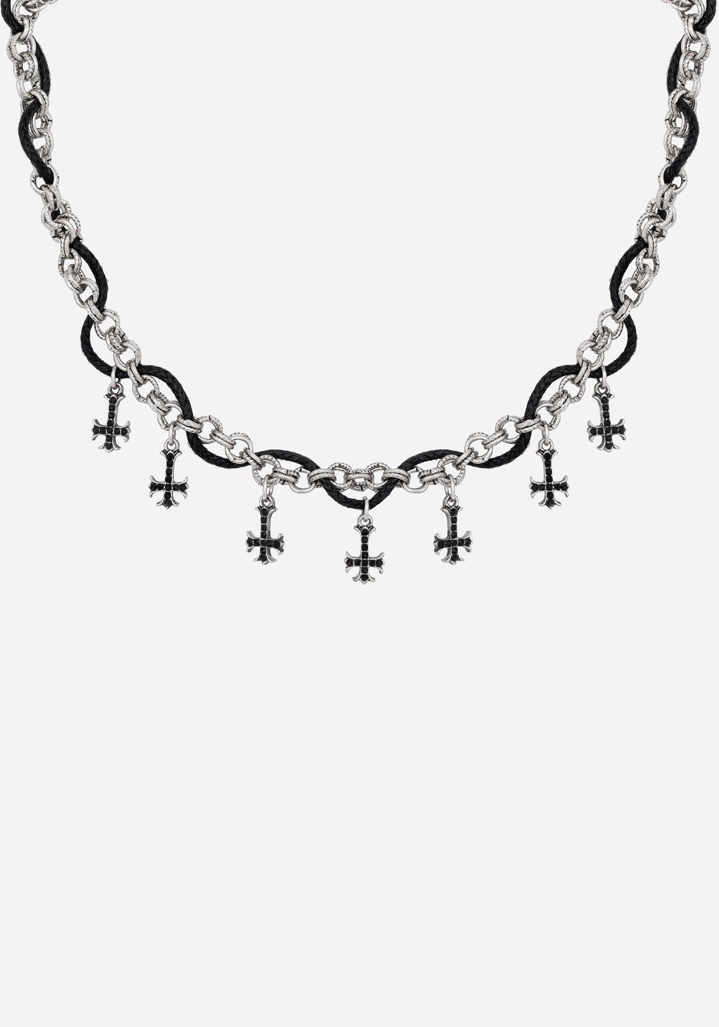 Catkin Cord Weave Cross Choker