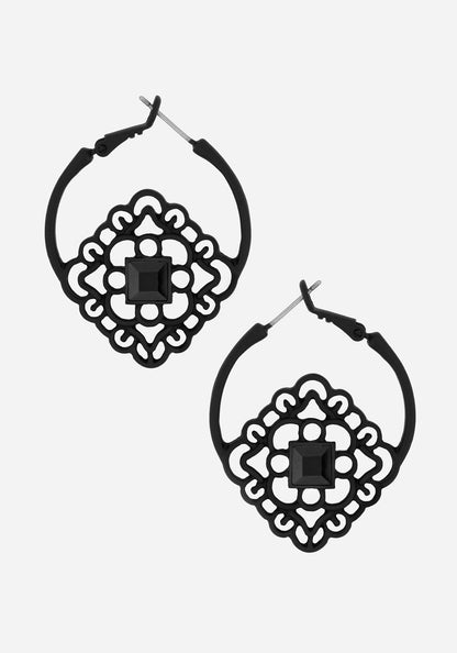 Elaine Ornate Hoop Earrings