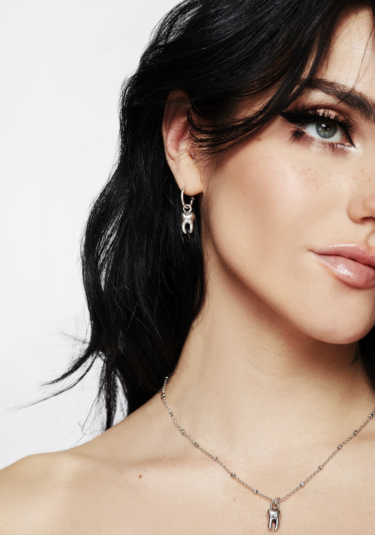 Tooth Charm Hoop Earrings