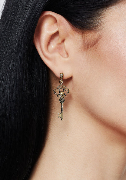 Genesta Skull Key Earrings