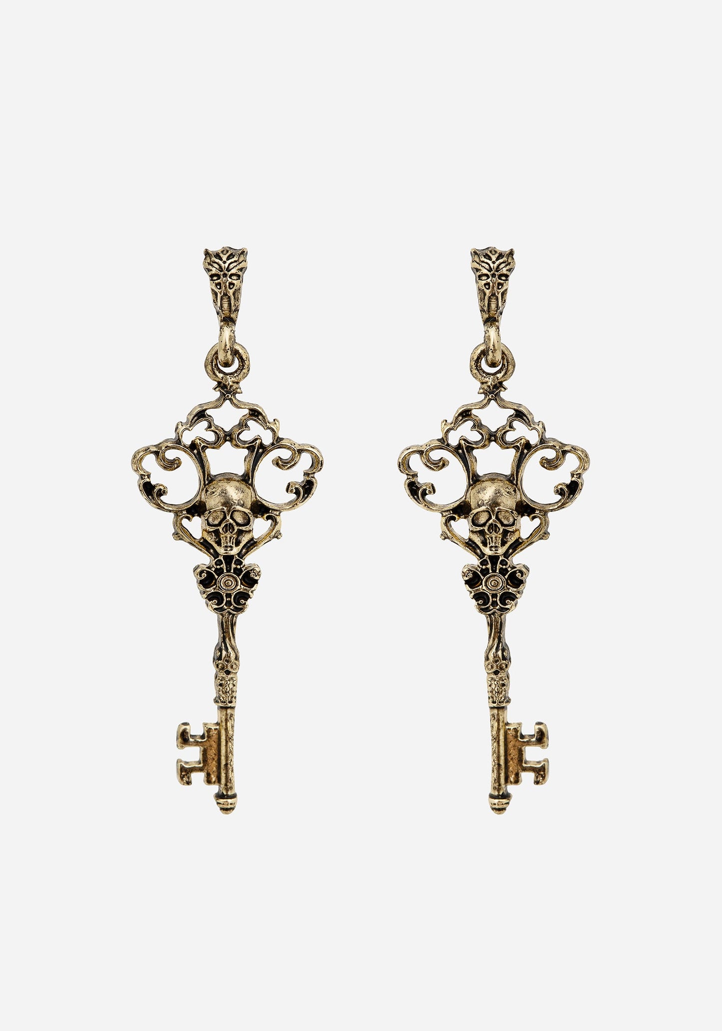 Genesta Skull Key Earrings
