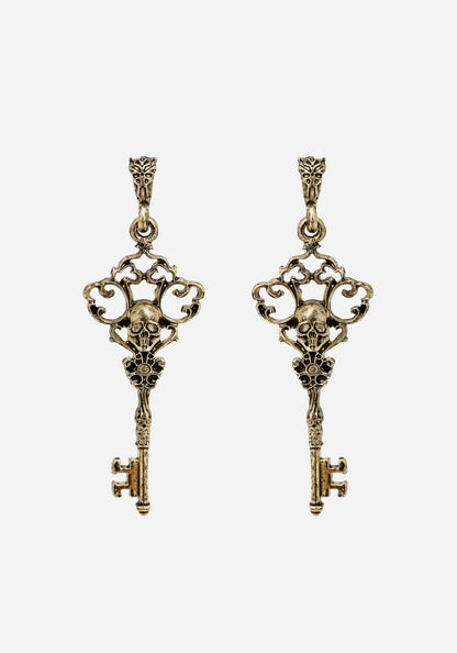 Genesta Skull Key Earrings