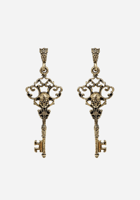 Genesta Skull Key Earrings