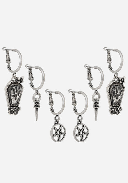 Arbor Coffin Charm Hoop Earrings Set