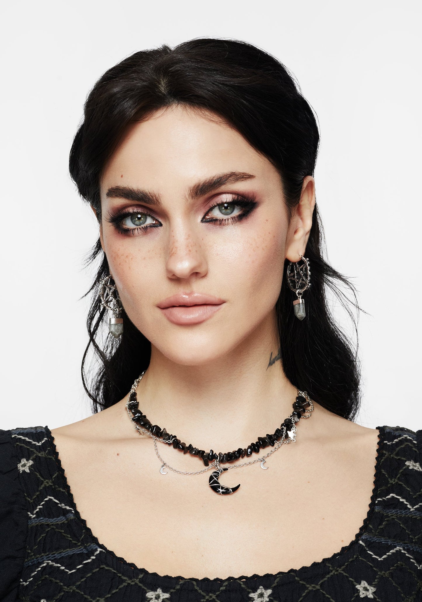 Lauma Pentagram Labradorite Hoop Earrings