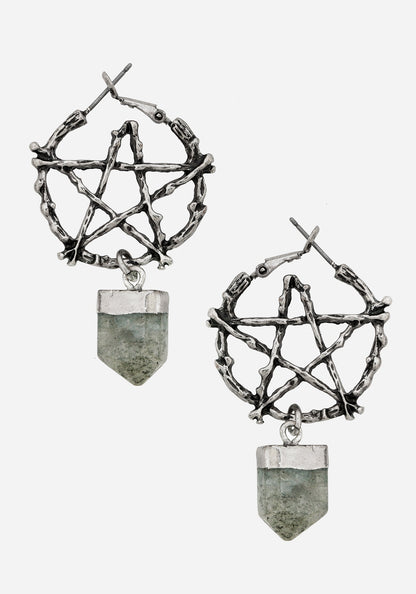 Lauma Pentagram Labradorite Hoop Earrings