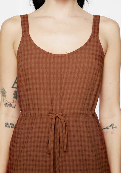 Soleil Cotton-Blend Check Cami Playsuit