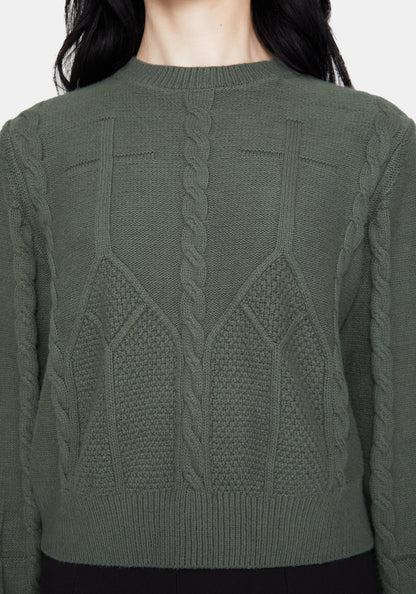 Noir Cotton Gothic Arch Cropped Cable Knit Jumper