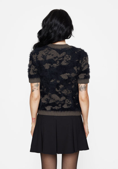 Myra Fluffy Short Sleeve Knit Top