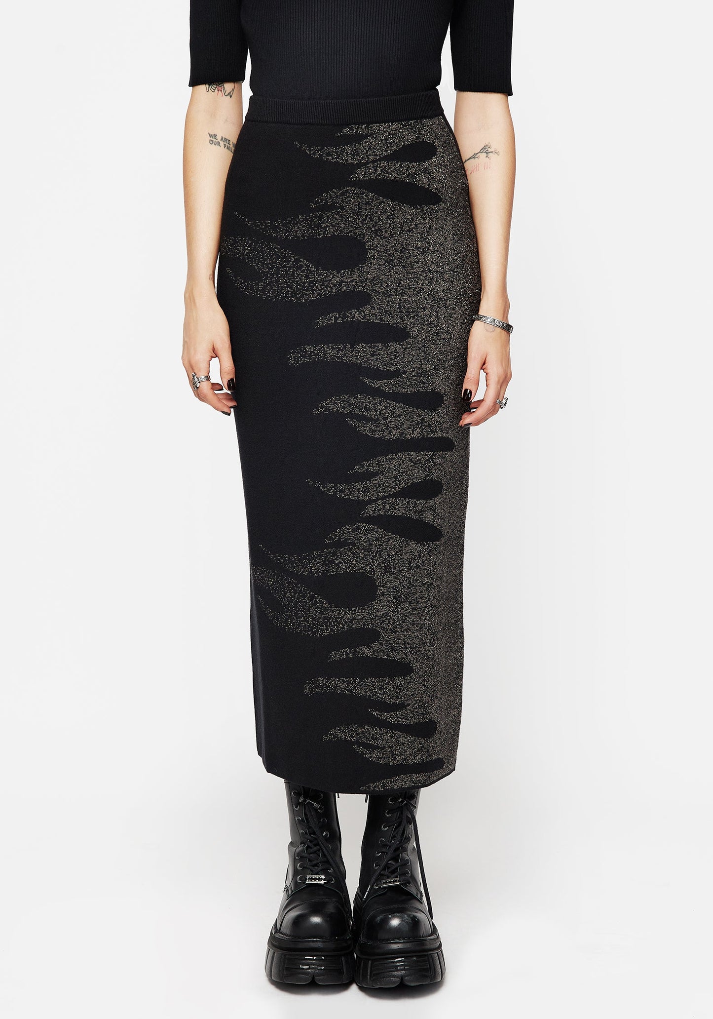 Kenna Flame Lurex Knit Maxi Skirt